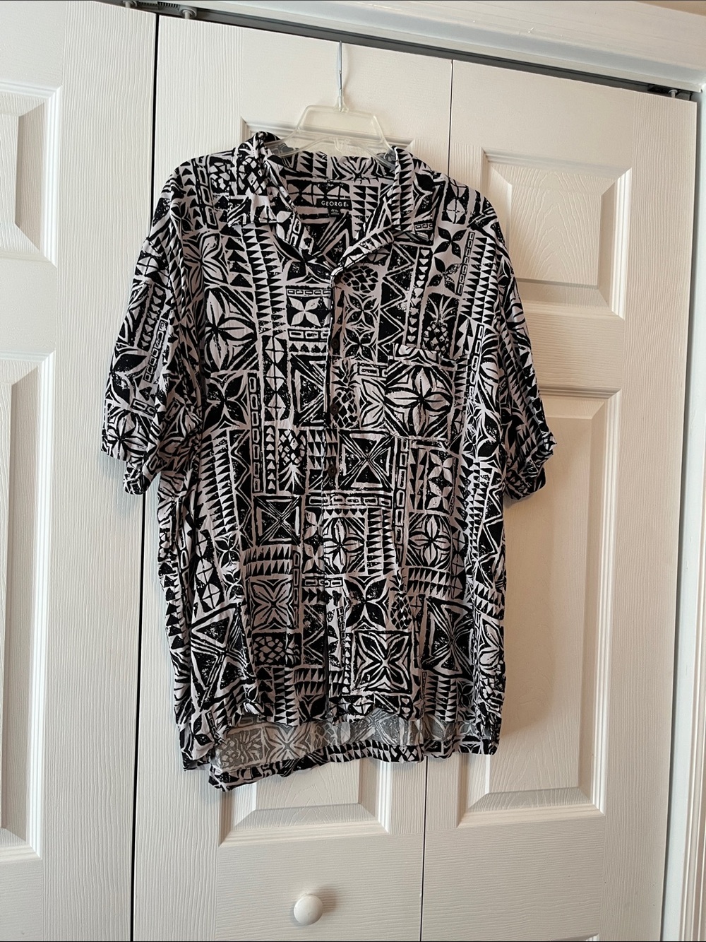 George Black and White Geometric Print Short Sleeve Shirt